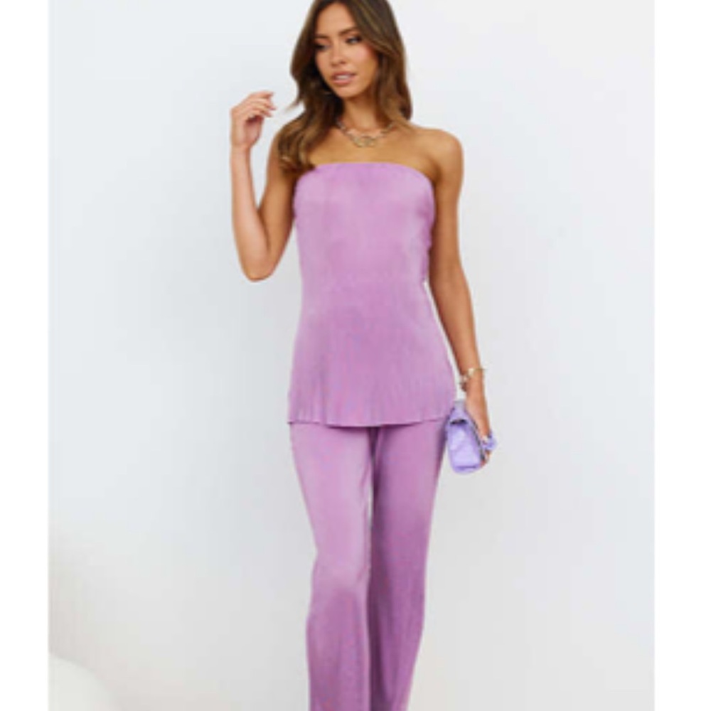 Hello Molly Lilac Strapless Jumpsuit